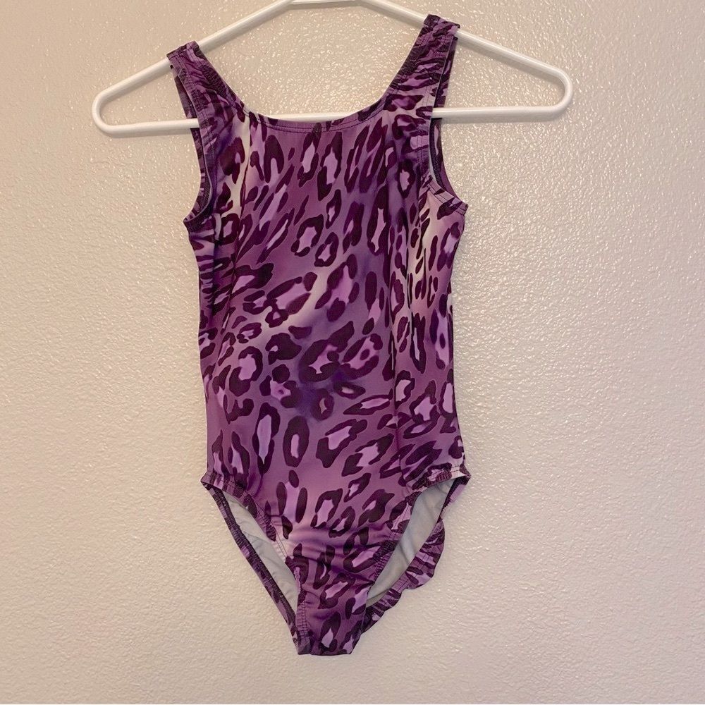 Satara Leos gymnastics tank practice Leotard purple animal, print child 8-10
